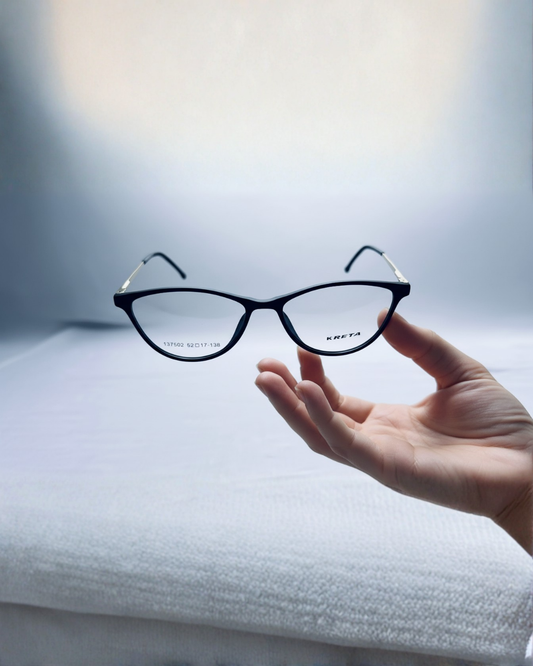 KRETA Black Cat-Eye Full Rim Eyeglasses