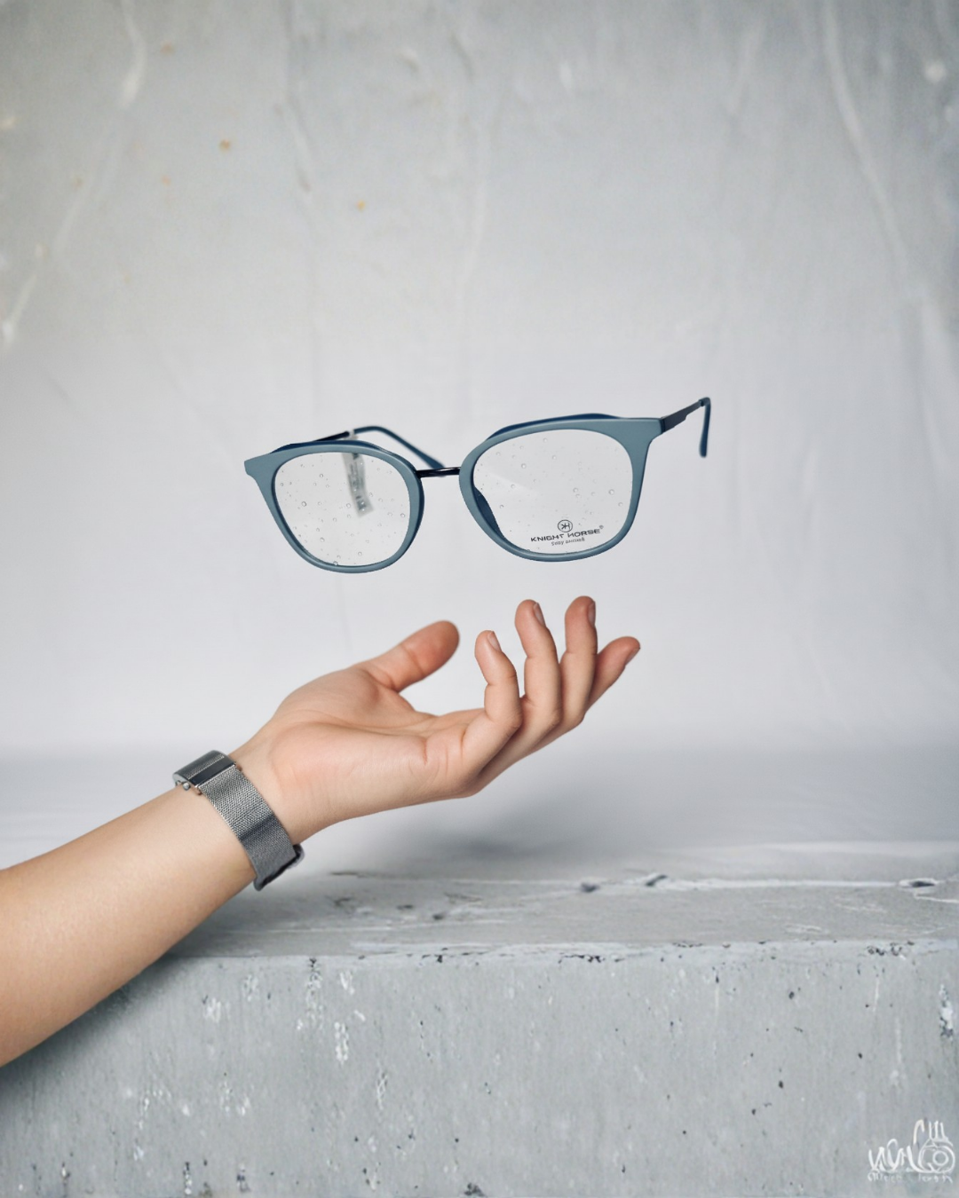 Knight Horse Matt Blue Square Eyeglass Frame